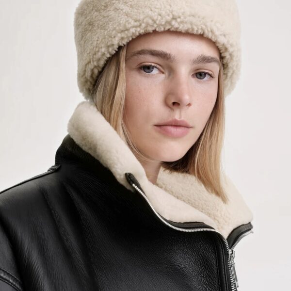Shearling winter hat