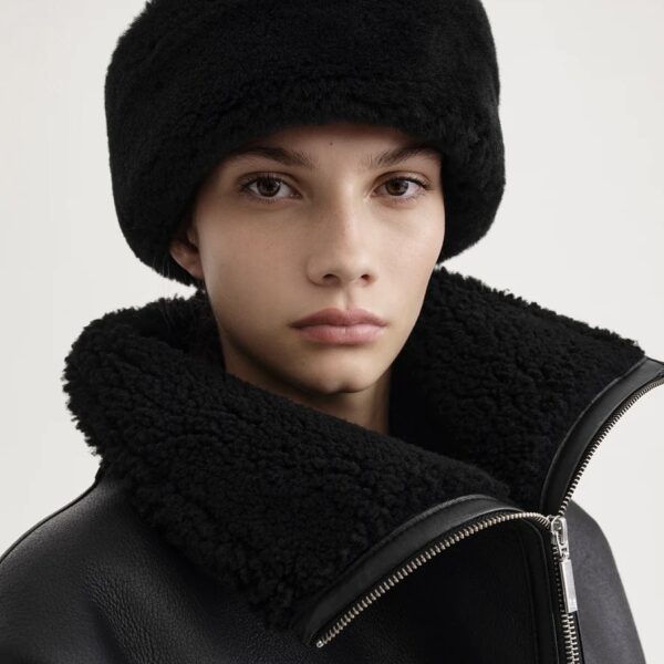 Shearling winter hat